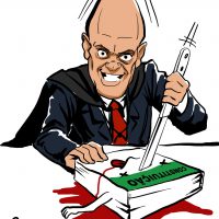 Ilustração de Alexandre de Moraes, o cabeça de piroca. Juiz vagabundo que virou ditador no STF.
